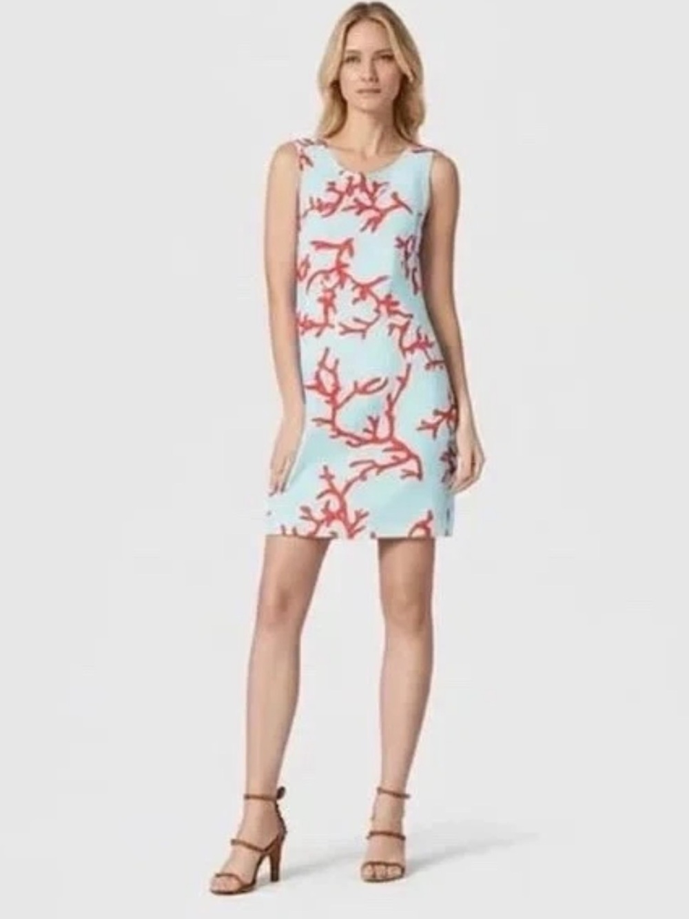 NWT J. McLaughlin Sophia Aqua Coral Sleeveless Sheath dress Oversized Coral XS